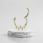 16G Gold Marquise Clear Gem 8mm& 10mm Hinged Septum Clicker Ring